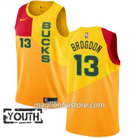Maglia NBA Milwaukee Bucks Malcolm Brogdon 13 2018-19 Nike City Edition Giallo Swingman - Bambino